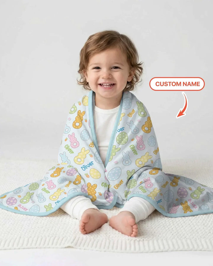 Custom Name Spring Pastel Easter Bamboo Blanket
