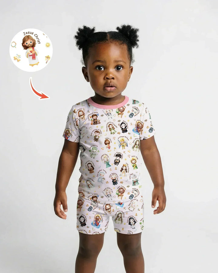 Little Saints Bamboo Two Piece Short Sleeve Shorts Pajama Set