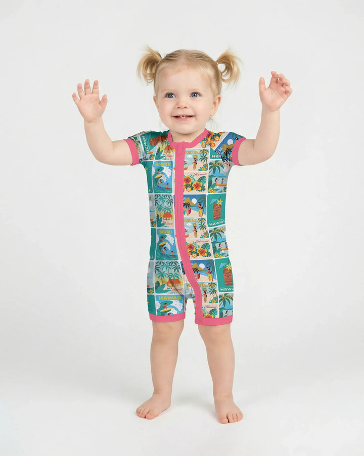 Aloha Postcard Paradise Bamboo Shorty Zippy