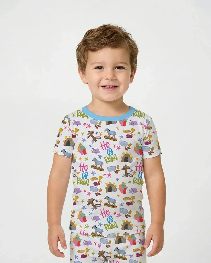 Bible Story Easter Family Matching Bamboo Two Piece Short Sleeve Pajama Set