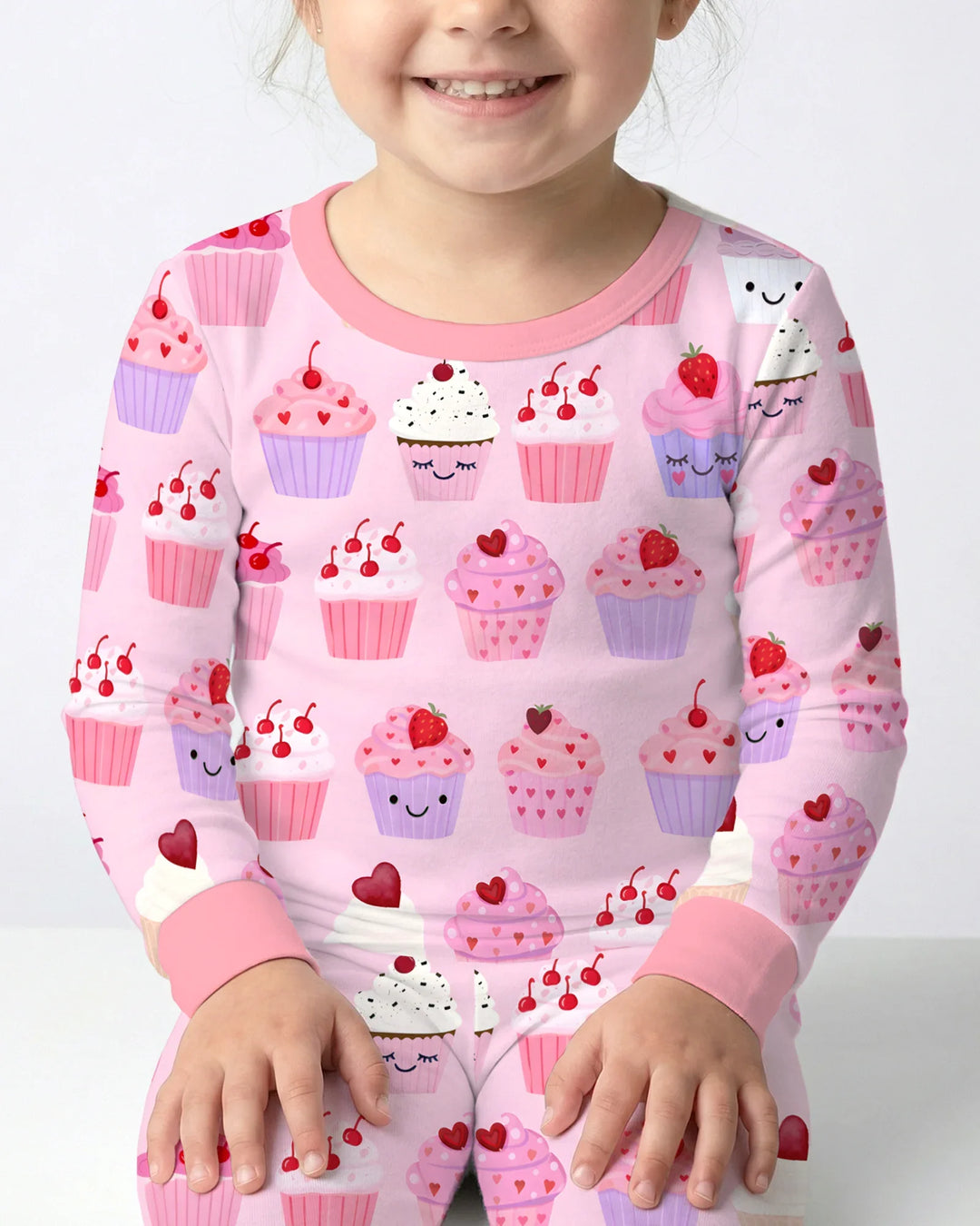 Valentine Emotional Cupcakes Bamboo Two Piece Long Sleeve Pajama Set