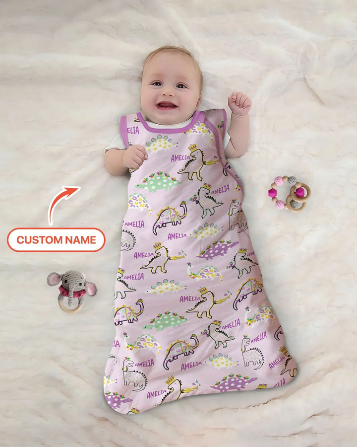 Custom Name Mardi Gras Saurus Bamboo Sleep Bag