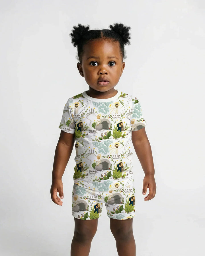 He Is Risen Two Piece Short Sleeve Shorts Pajama Set