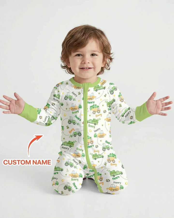 Construction St. Patrick's Day Custom Name Bamboo Convertible Zippy