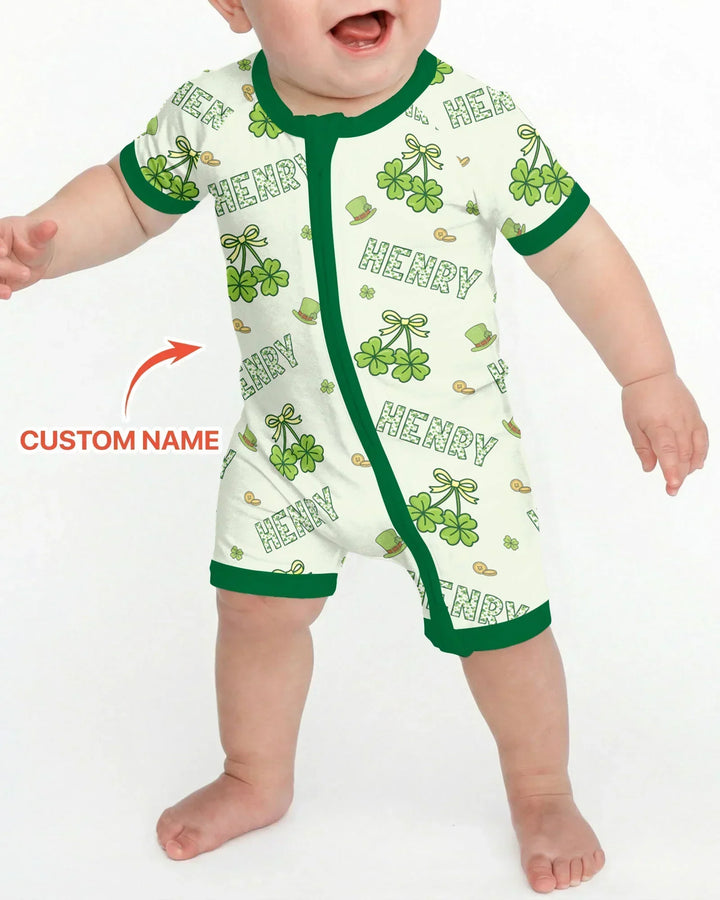 Custom Name Lucky Little Shamrock Bamboo Shorty Zippy