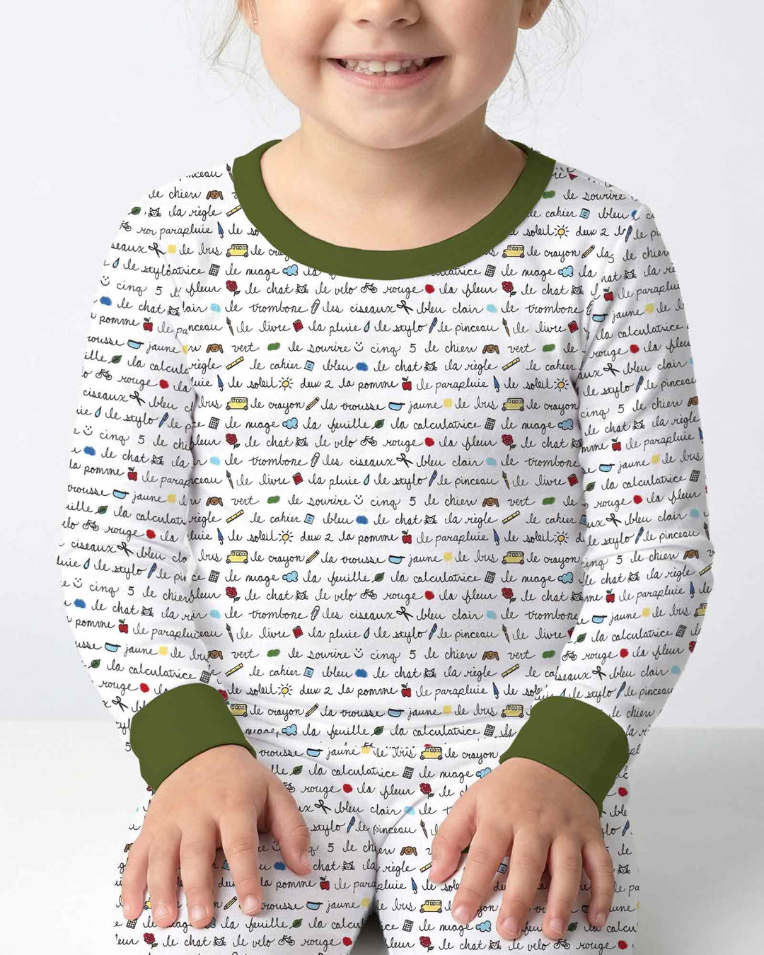French Classroom Notes Bamboo Two Piece Long Sleeve Pajama Set