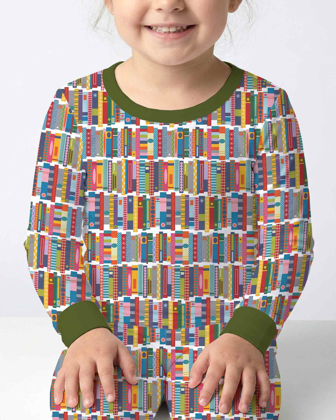 Rainbow Bookshelf Bamboo Two Piece Long Sleeve Pajama Set