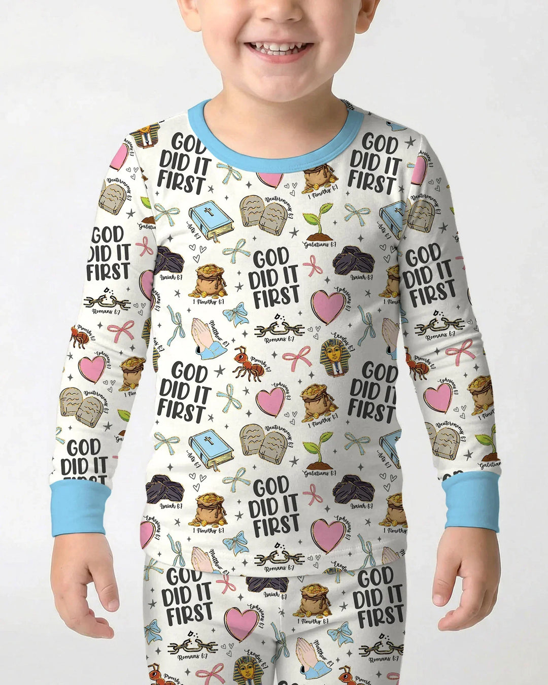 God Did It First Bamboo Two Piece Long Sleeve Pajama Set