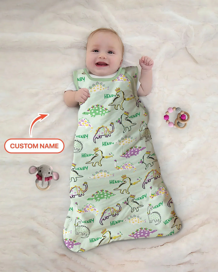Custom Name Mardi Gras Saurus Bamboo Sleep Bag