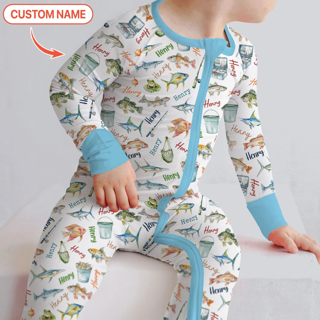 Happy Fishing Adventure Custom Name Bamboo Convertible Zippy