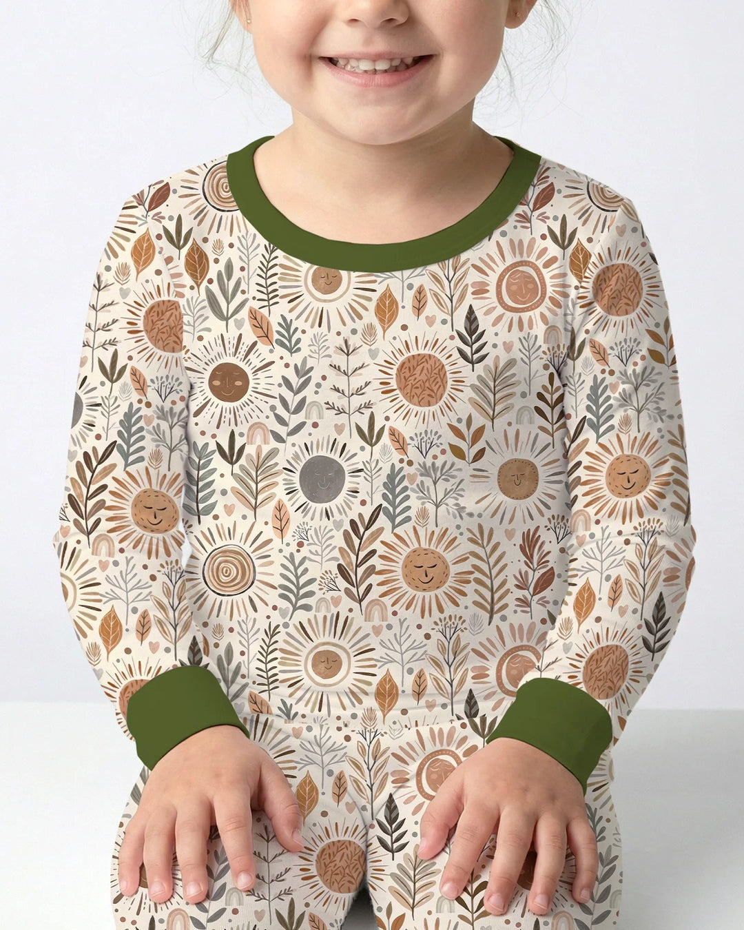Boho Sunshine Garden Bamboo Two Piece Long Sleeve Pajama Set