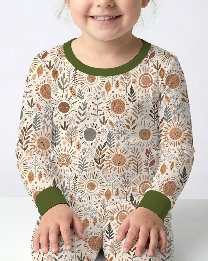 Boho Sunshine Garden Bamboo Two Piece Long Sleeve Pajama Set
