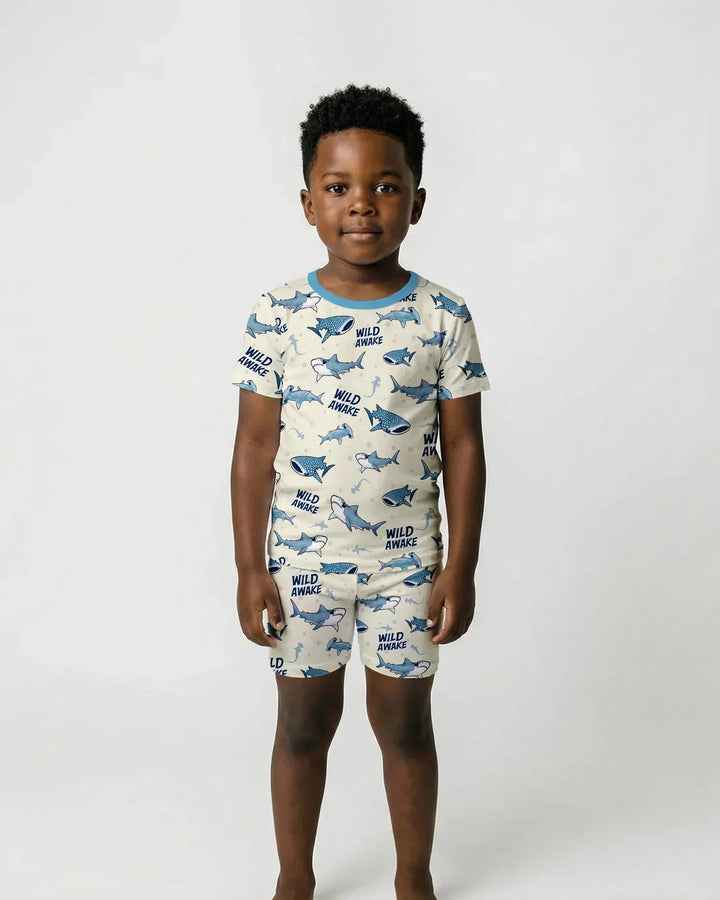 Wide Awake Matching Daddy & Me Bamboo Two Piece Short Sleeve Shorts Pajama Set