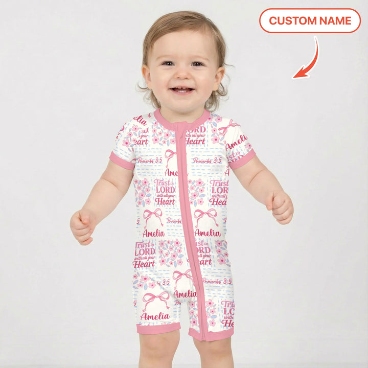 Trust The Lord With All Your Heart Custom Name Bamboo Shorty Zippy