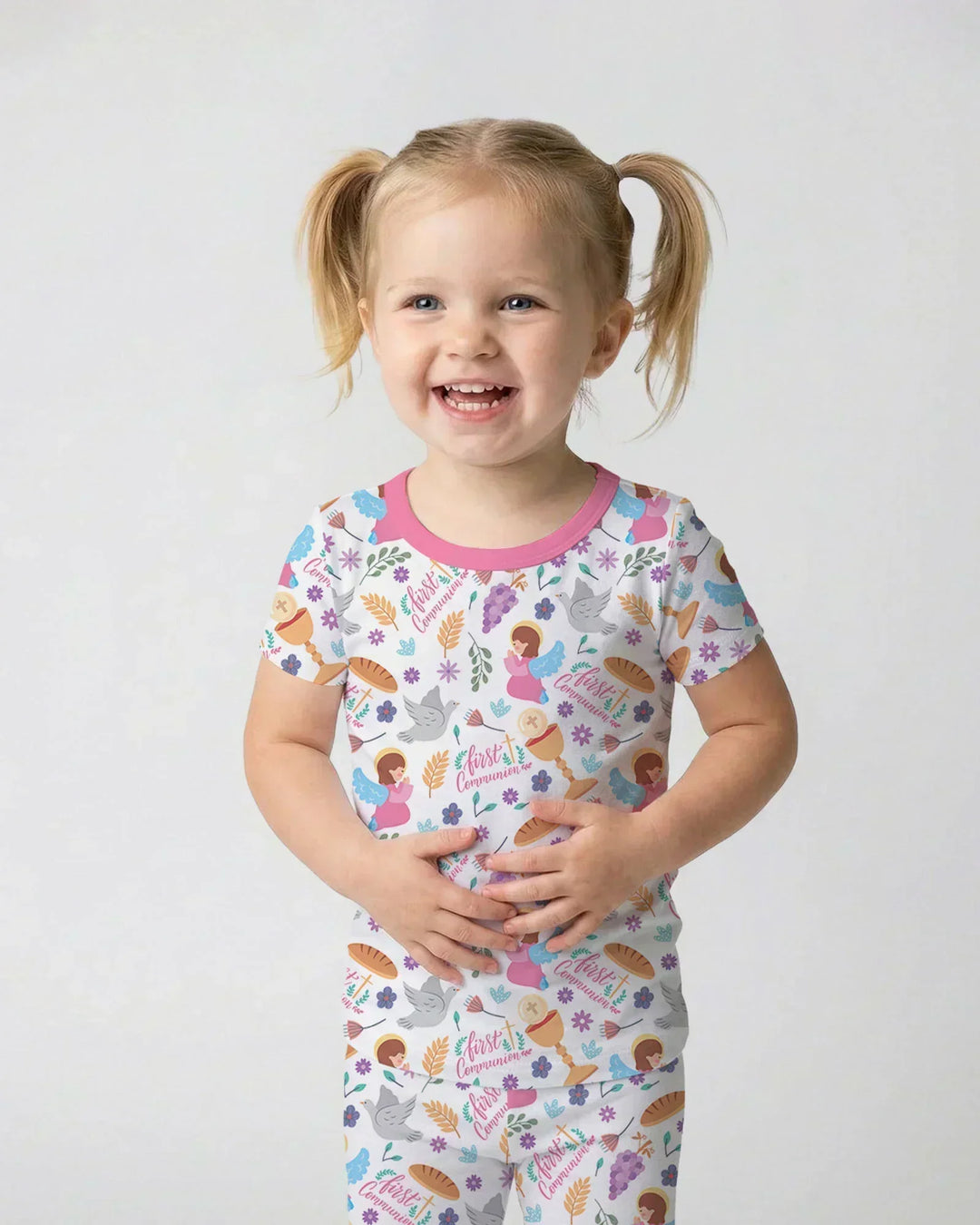 First Communion Bamboo Two Piece Short Sleeve Pajama Set
