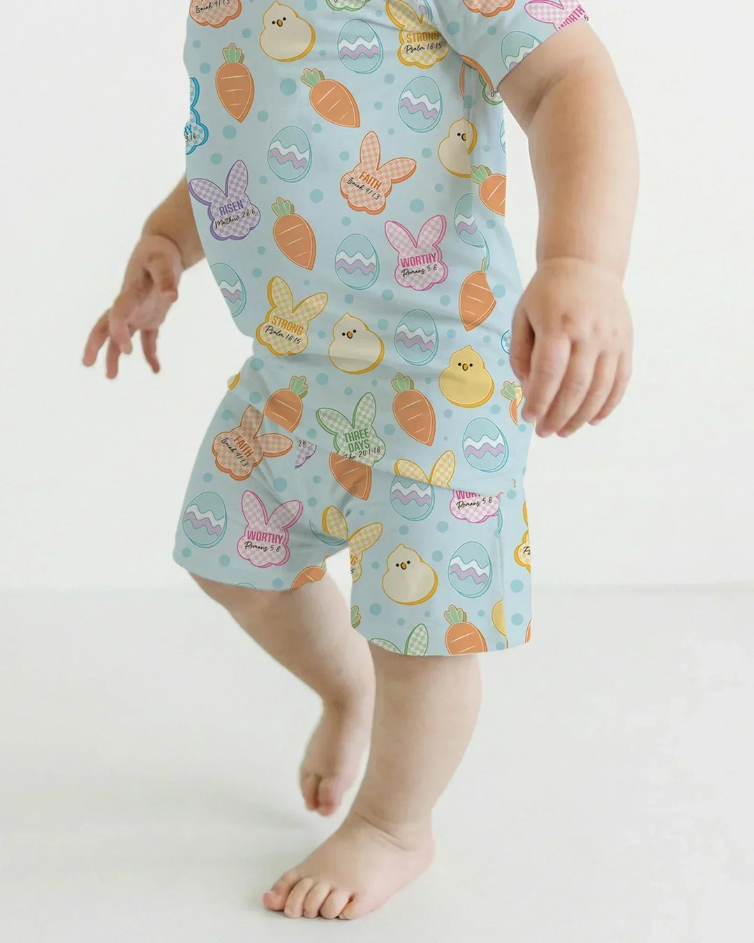 Easter Christian Bunny Bamboo Two Piece Short Sleeve Shorts Pajama Set