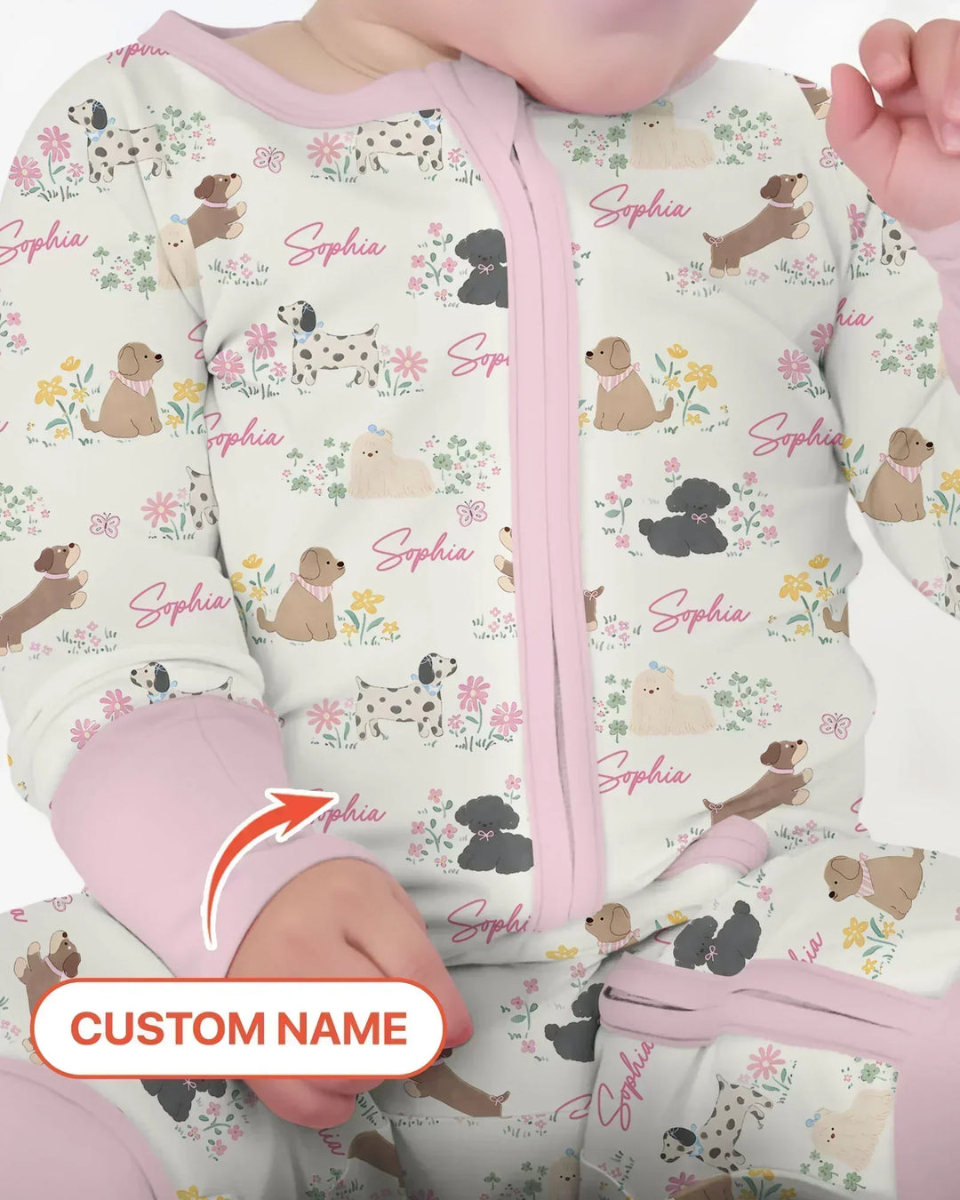 Custom Name Flower Dogs Bamboo Convertible Zippy