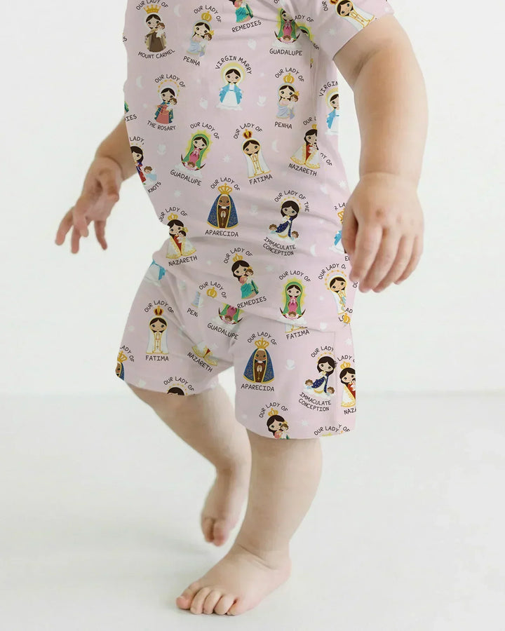 Little Marian Blessings Bamboo Two Piece Short Sleeve Shorts Pajama Set