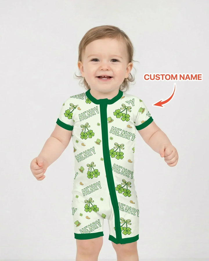 Custom Name Lucky Little Shamrock Bamboo Shorty Zippy