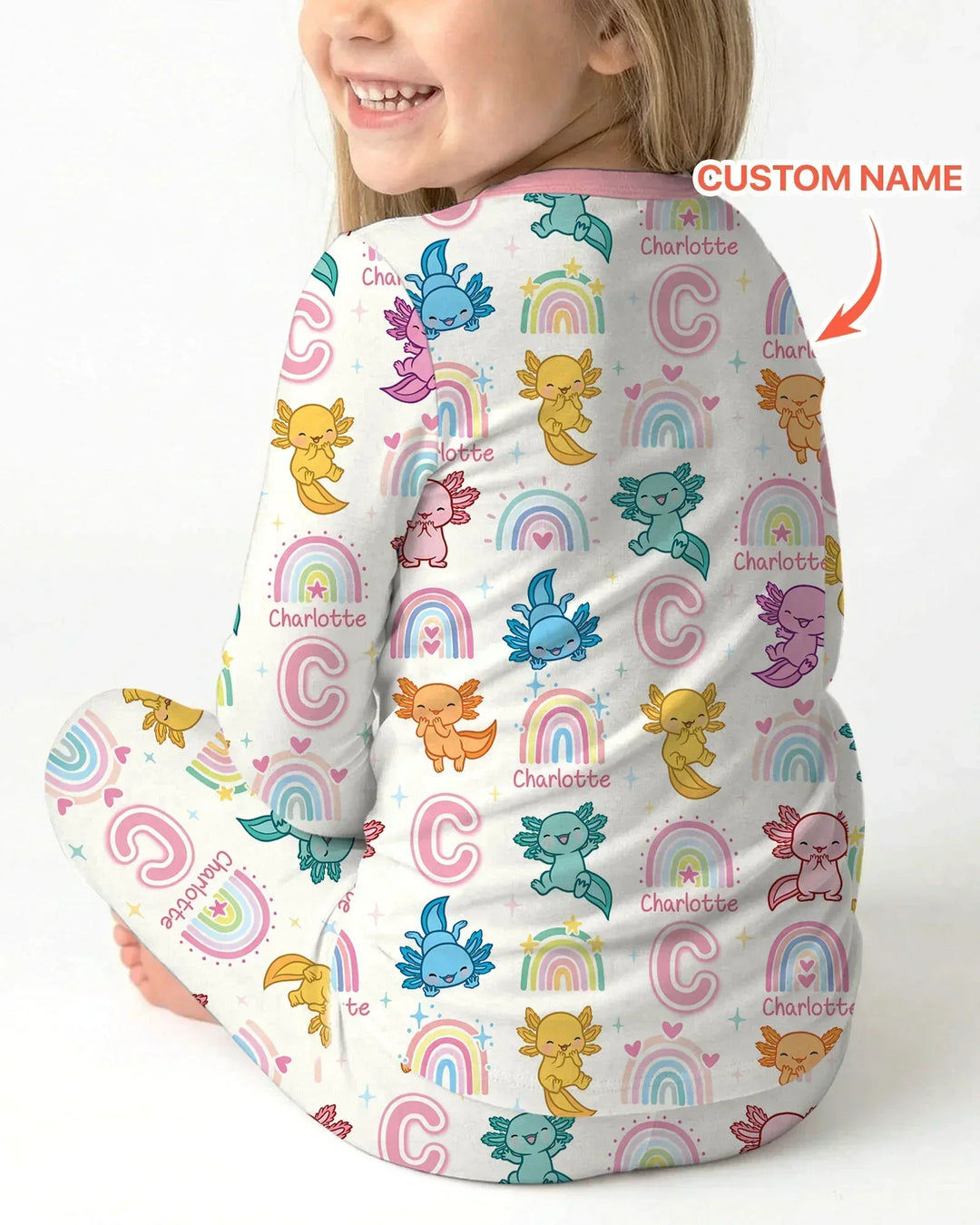 Axololt Custom Name Bamboo Two Piece Long Sleeve Pajama Set