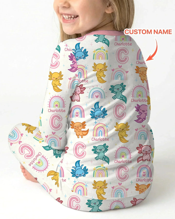 Axololt Custom Name Bamboo Two Piece Long Sleeve Pajama Set