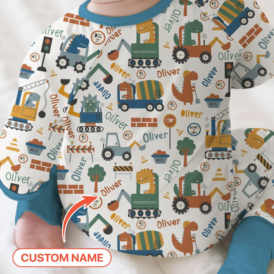 Custom Name Dino Diggers Bamboo Convertible Zippy