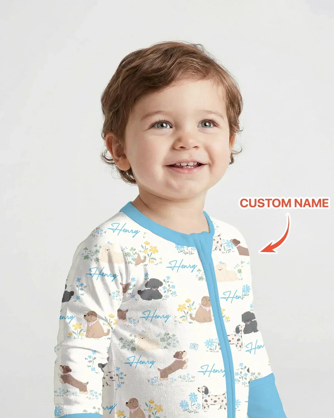 Custom Name Flower Dogs Bamboo Convertible Zippy