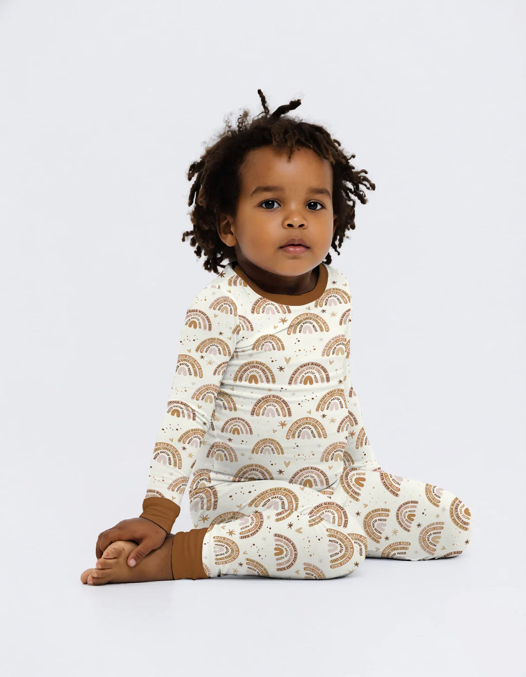 Back Lives Matter Rainbow Bamboo Two Piece Long Sleeve Pajama Set