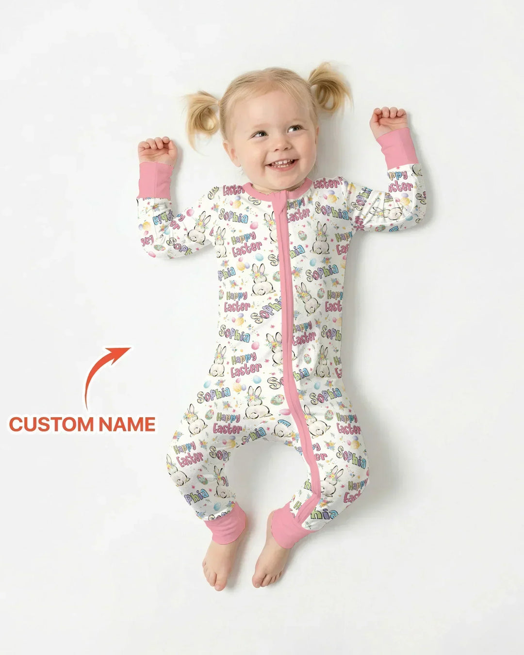Personalized Happy Easter Bunny Bamboo Convertible Zippy