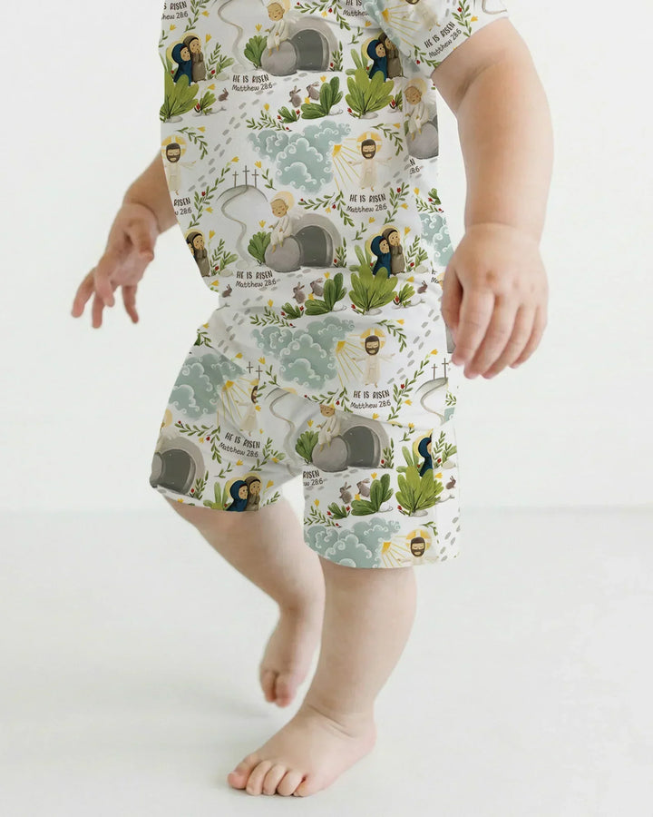 He Is Risen Two Piece Short Sleeve Shorts Pajama Set