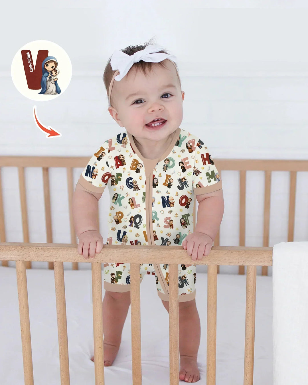Catholic Saint ABCs Bamboo Shorty Zippy
