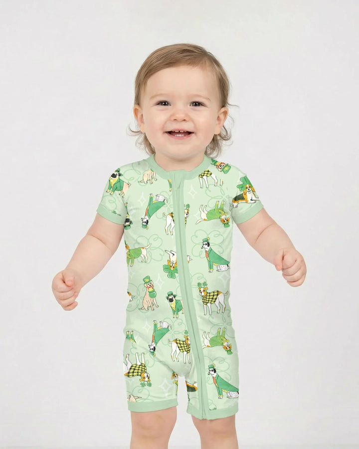 St. Patrick's Day Puppies Bamboo Shorty Zippy