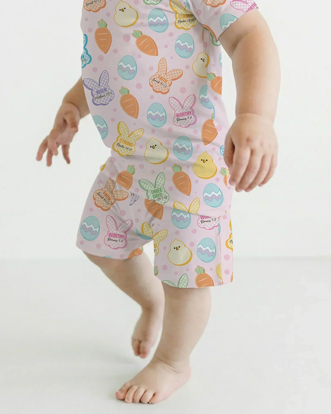 Easter Christian Bunny Bamboo Two Piece Short Sleeve Shorts Pajama Set