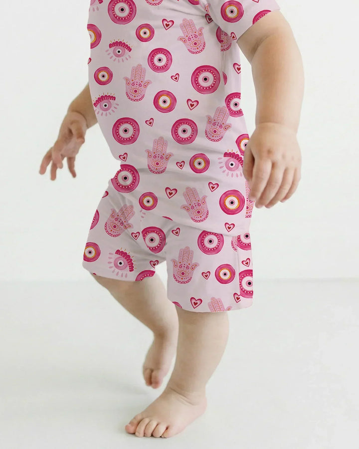 Mini Mystic Family Matching Bamboo Two Piece Short Sleeve Shorts Pajama Set