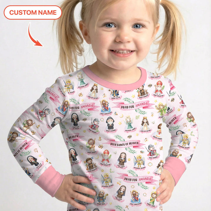 Holy Saints of Heaven Custom Name Bamboo Two Piece Long Sleeve Pajama Set