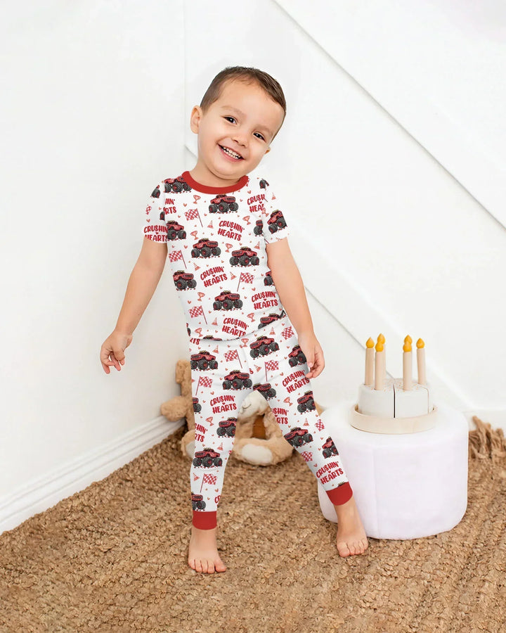 Crushin Hearts Bamboo Two Piece Short Sleeve Pajama Set