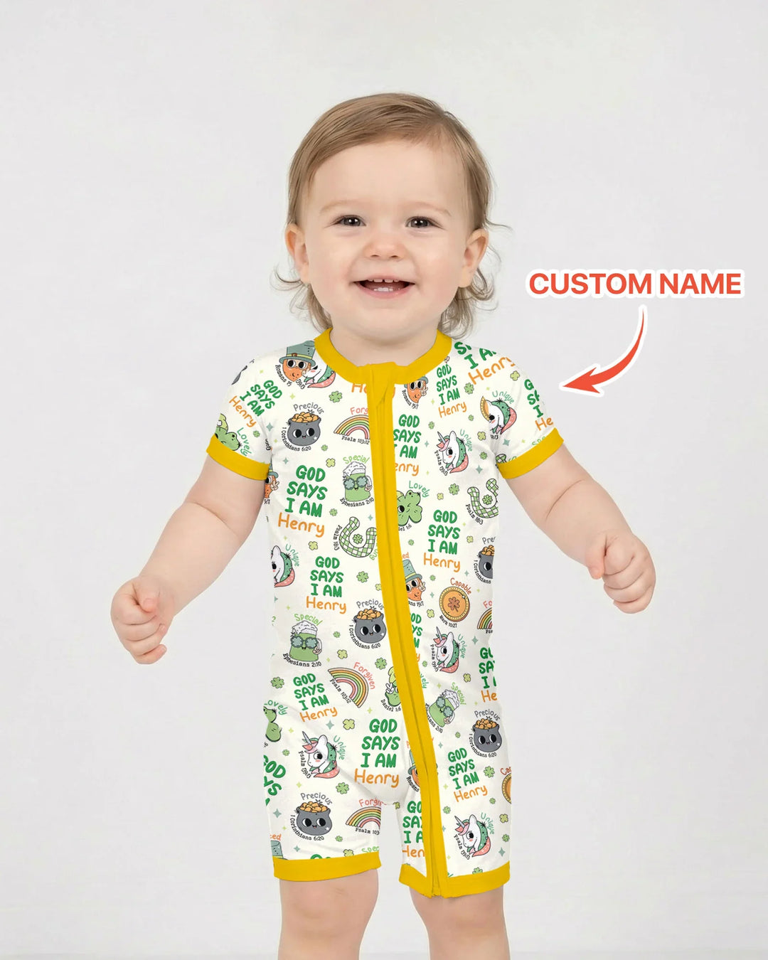 Personalized God Says I Am St. Patrick's Day Family Matching Bamboo Shorty Zippy