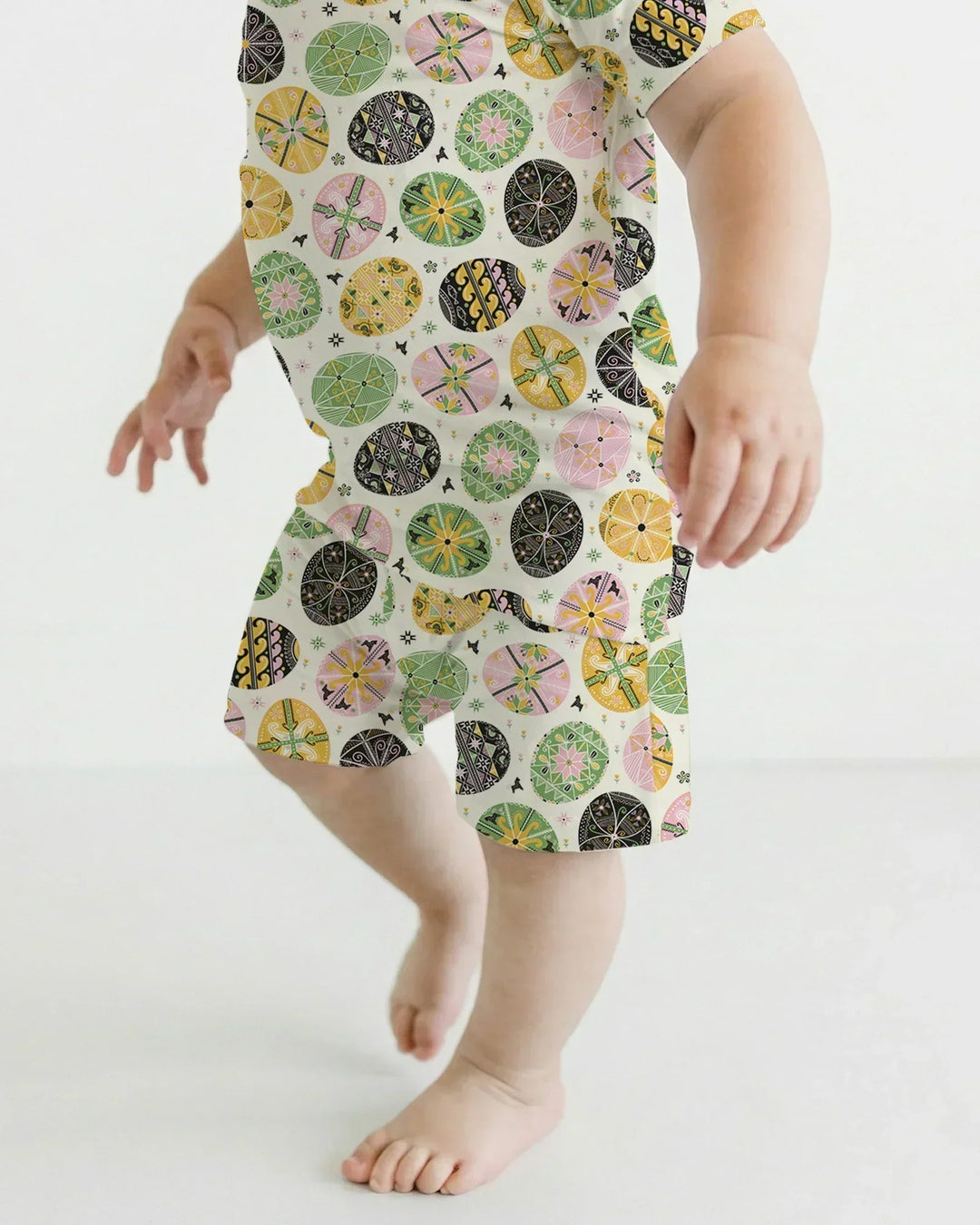 Pysanky Eggs Family Matching Bamboo Two Piece Short Sleeve Shorts Pajama Set