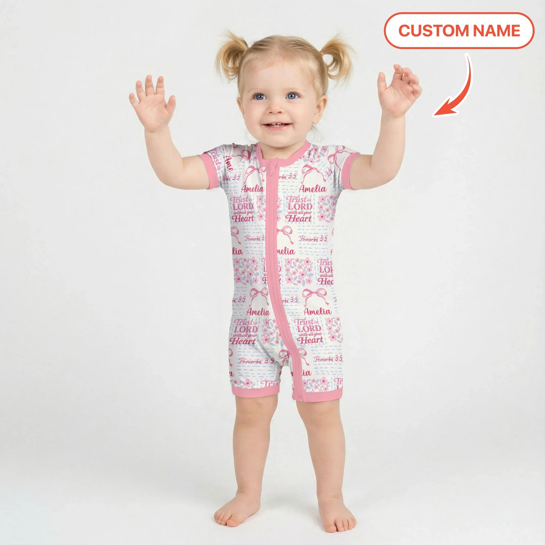 Trust The Lord With All Your Heart Custom Name Bamboo Shorty Zippy