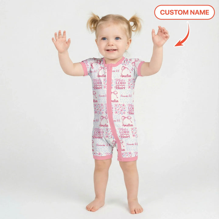 Trust The Lord With All Your Heart Custom Name Bamboo Shorty Zippy