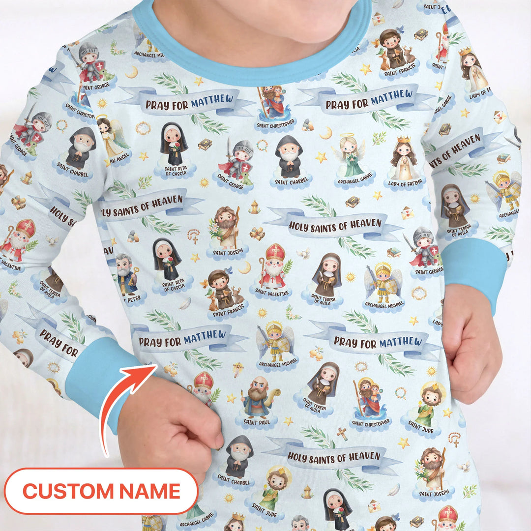 Holy Saints of Heaven Custom Name Bamboo Two Piece Long Sleeve Pajama Set