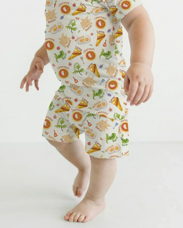 Happy Passover Family Matching Bamboo Two Piece Short Sleeve Shorts Pajama Set