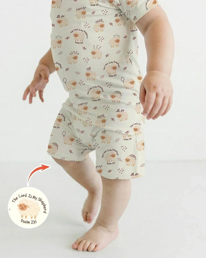 The Lord Is My Shepherd Baby Bamboo Two Piece Short Sleeve Shorts Pajama Set