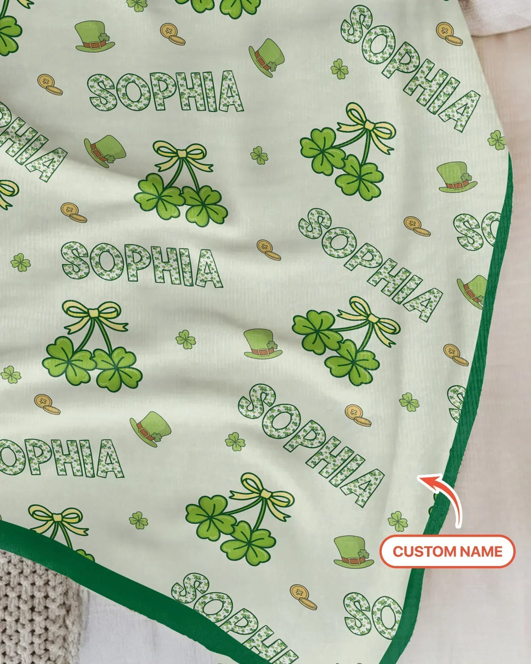 Custom Name Lucky Little Shamrock Bamboo Blanket