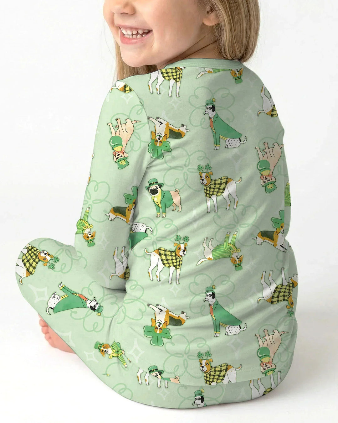 St. Patrick's Day Puppies Bamboo Two Piece Long Sleeve Pajama Set