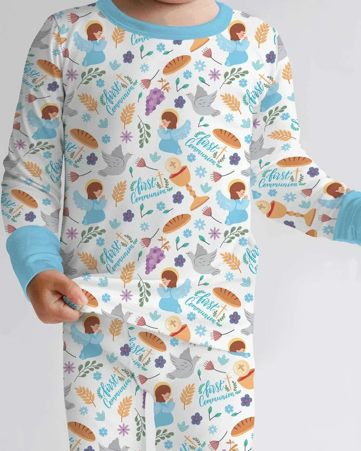 First Communion Bamboo Two Piece Long Sleeve Pajama Set