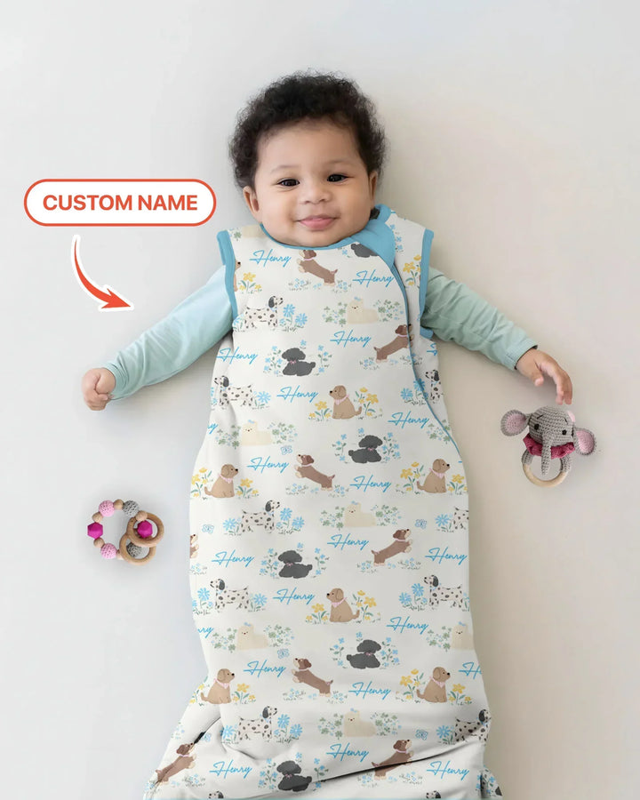 Custom Name Flower Dogs Bamboo Sleep Bag