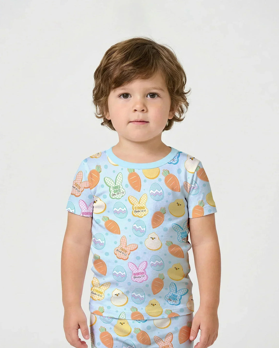 Easter Christian Bunny Bamboo Two Piece Short Sleeve Shorts Pajama Set