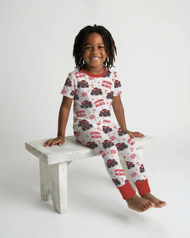Crushin Hearts Bamboo Two Piece Short Sleeve Pajama Set
