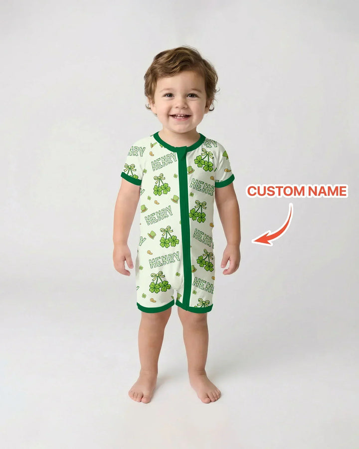 Custom Name Lucky Little Shamrock Bamboo Shorty Zippy